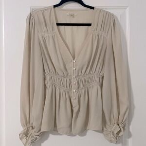 Sheer puff sleeve blouse